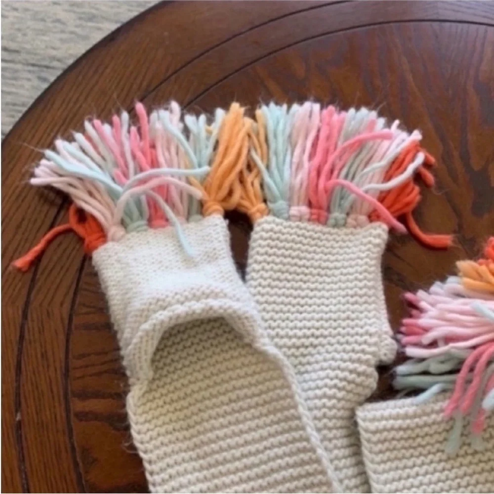 Knit Rainbow Unicorn Hat Scarf Mitten Combo